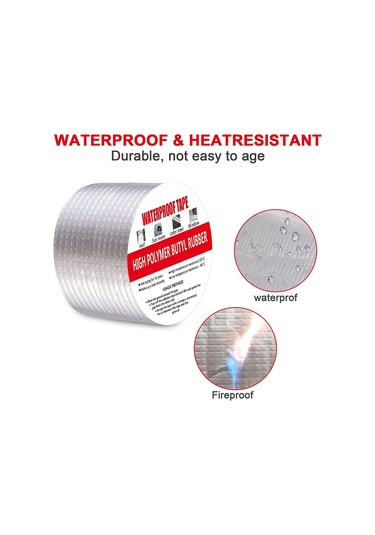 Vkemall Alüminyum Ağlı Butil Bant, Su Geçirmez, 1.0mm Kalınlık, 5cm X 5m, Sıcak Dayanıklı, Çok Yüzey Uyumlu, İngilizce Paket