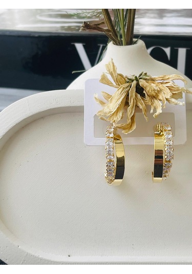 Zirkon Taşlı Çiftli Model Çelik Kolye Altın - Gümüş