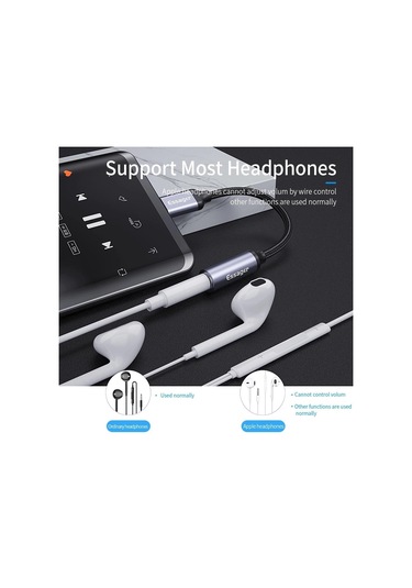 Jms Essager Usb Tip-c - 3,5 Mm Jack Dişi Adaptör Kulaklık Xiaomi Samsung Huawei Uyumlu