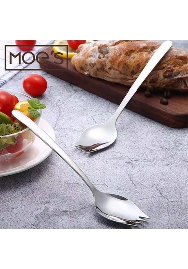 Besthome1 2'li 304 Paslanmaz Çelik Salata Seti, Yemek, Tatlı İçin, Seyahat Kullanım, Açık Gri Gümüş Gümüş