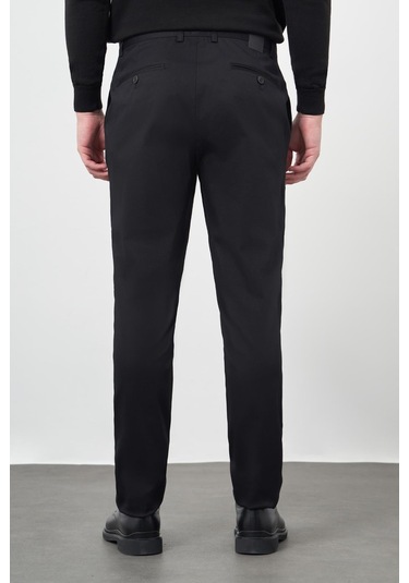Siyah Düz Armürlü Pamuklu Yan Cep Comfort Fit Casual Pantolon 1003245164 Siyah