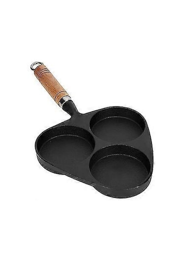 Kızarmış Yumurta, Krep Ve Biftekler İçin 3 Delikli Tasarımlı Döküm Demir Kızartma Tavası - Kahvaltı Makinesi Diğer