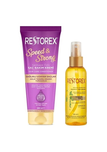 Restorex Speed & Strong Saç Bakım Kremi 250 ML + Onarıcı Saç Bakım Yağı 100 ML