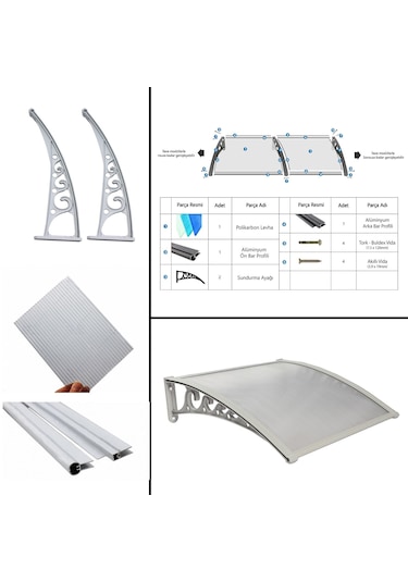 Yapısan Plastik Ayak 6Mm Levhalı Pratik Sundurma 100X100 Cm Gri