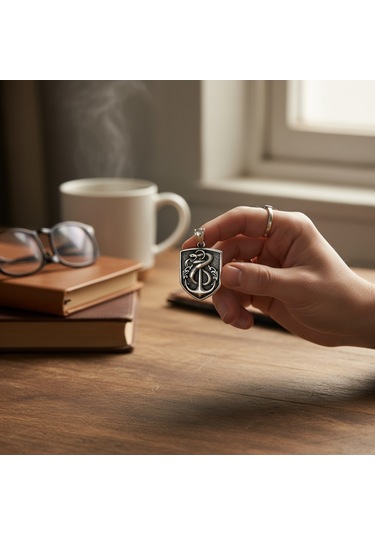 Yılanlı Denizci Çelik Kolye Ucu Gri