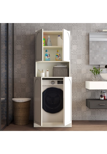 Lyon Çamaşır Makinesi Dolabı V101 - Krem Krem