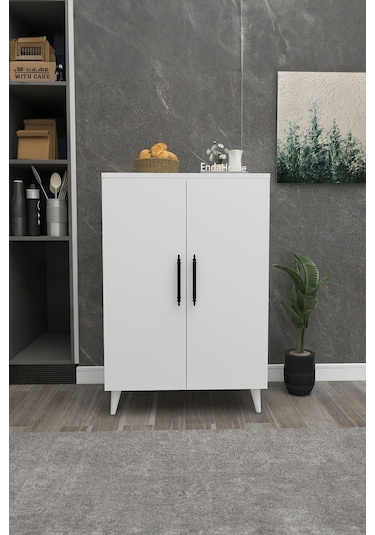 Pegasus 3 Raflı 2 Kapaklı Çok Amaçlı Dolap Mutfak Banyo Balkon Erzak Killer Dolabı - Beyaz