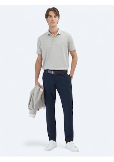 Lacivert Dokuma Casual Pantolon Lacivert