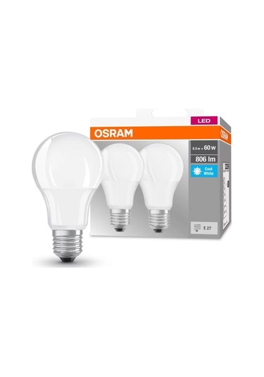 Base Classic A60 8.5w Filaman E-27 Led Ampul 2li Paket - Sarı Işık Sarı Işık E27 Led Ampul 500-1500