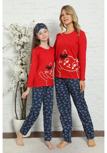 Alimer Kız Çocuk Bisiklet Yaka Uzun Kollu Pijama Takım Edy5157Uy