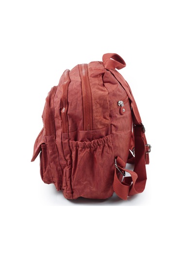 Küçük Boy Krinkıl / Klinkır Su Geçirmez Kumaş Çok Gözlü Günlük Kadın Sırt Çantası Kiremit 8317 Kiremit