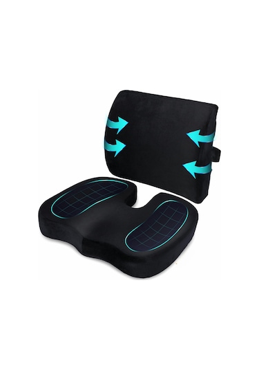 Hasby Ortopedik Visco Oto Araç Ofis Koltuk Oturma Minderi Sırt Minderi