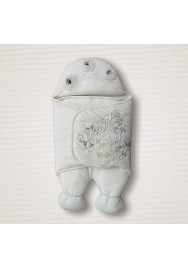 Bebek Kundağı Unisex Bebek Dış Kundak Battaniyesi Uyku Tulumu Hastane Çıkışı Kundak Battaniye Ekru