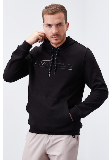 Tommy Life Siyah Kanguru Cep Standart Kalıp Kapüşonlu Erkek Sweatshirt - 87883 Siyah