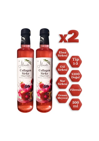 Collagen Kolajen Sirke Doğal Fermantasyon 500 Ml - Katkısız İçilebilir X2 Adet