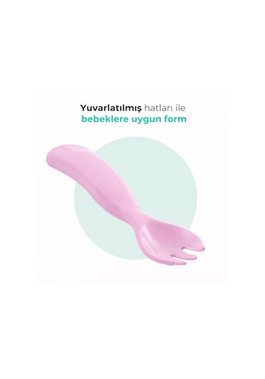 Mamajoo Ergonomik Beslenme Kaşık & Çatal Seti Pembe, 6 Ay+ İkili