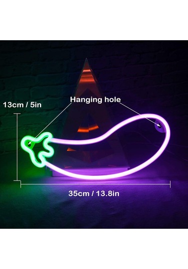Suntek Led Patlıcan Neon Burcu Duvar Lambası Gece Dekorasyon Beyaz Çok Renkli