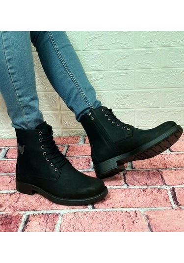 Voyager 3517 Siyah Hakiki Deri Bağacaklı Fermuarlı Erkek Bot 001