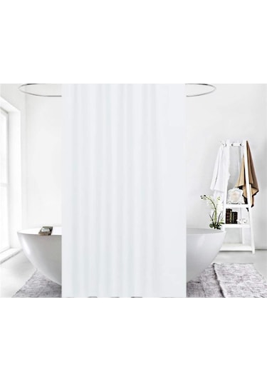 Zethome Jackline Banyo Duş Perdesi 0010 Beyaz Çift Kanat 2X120X20 Beyaz