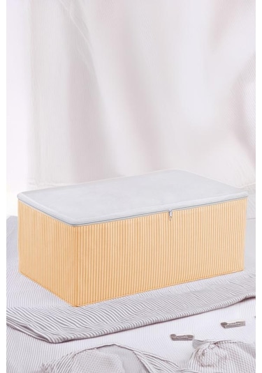 Turuncu Çizgili Medium Baza Çekyat Altı 3 Adet Hurç 50x30x20 Cm Turuncu