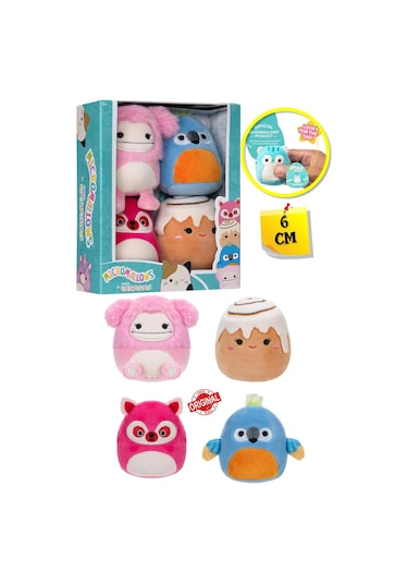 Micromallows Squishmallows Mini Yumuşak Peluş Oyuncak 4 Lü Figür Seti - 6 Cm - Model - 2 Çok Renkli