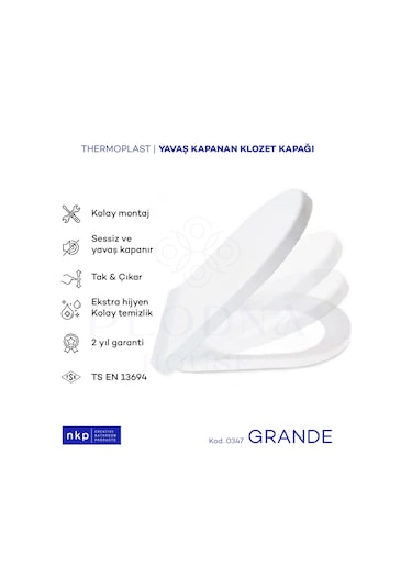 D-Form Grande Thermoplast Yavaş Kapanan Klozet Kapağı