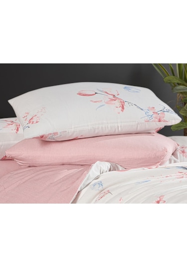 Mystory Home Lastikli Çarşaflı Çift Kişilik Nevresim Takımı Papavera Gülkurusu - Pembe