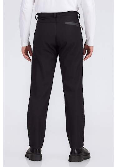 Erkek Suya Ve Rüzgara Dayanıklı Softshell Outdoor Pantolon Siyah