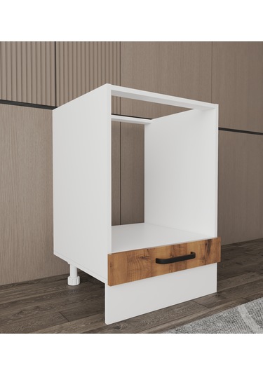 Napoli Alt Dolap Ayaklı Çekmece Modül Dolap 60 Cm Ceviz - Beyaz