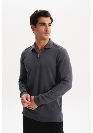 Arma Erkek Basic Slim Fit Fermuarlı Polo Yaka Sweatshirt İnce Modal Pamuk Elastan Karışımlı Örme İnterlok Kumaş K30554989002 Gri Arma Erkek Basic Slim Fit Fermuarlı Polo Yaka Sweatshirt İnce Modal Pamuk Elastan Karışımlı Örme İnterlok Kumaş K30554989002 Gri