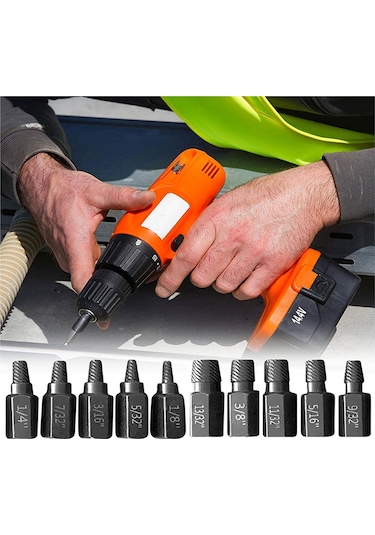 Xurunkeji Yükseltme Vida Çıkarma Seti, 10 Adet 3.2-10.3mm Ağır Hizmet Tipi Altıgen Başlı Vida Çıkarma Seti Pas Hasarlı Cıvatalar İçin 8x5x3cm