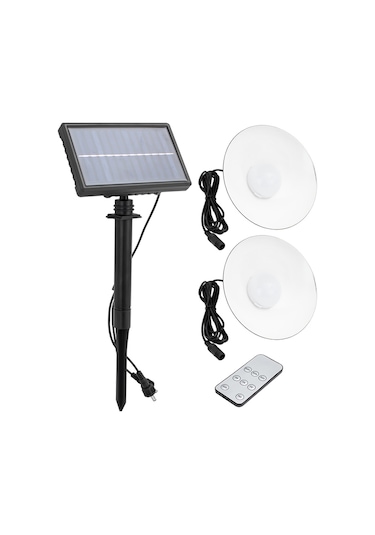 Ayt Powermaster Kumandalı Solar Güneş Enerjili Panelli 2 Power Ledli Çiftli Projektör Lambası Bahçe Çardak Aydınlatması Beyaz