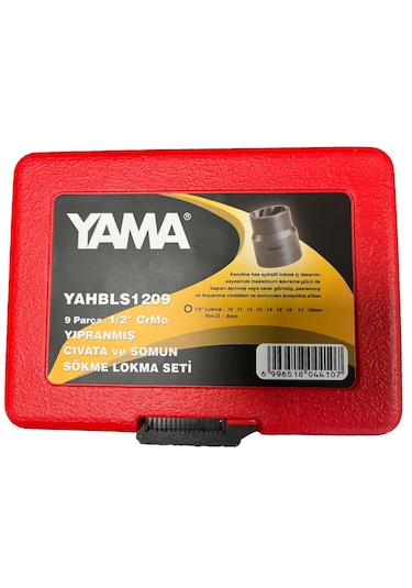Yama Crmo Yıpranmış Cıvata Ve Somun Sökme Lokma Seti 1/2" 9 Parça