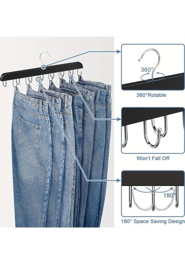 Chuangyinshop Siyah 14 Kancalı Ahşam Askılık, Kravat Atkı Kemik İçin Çok Amaçlı Düzenleyici Siyah