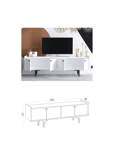 Decormet Atlas Tv Sehpası Dec0043 Beyaz Diğer
