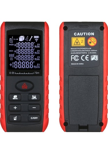 Pazly Portatif Lazerli Mesafe Ölçer - 70m Menzil, Alan Ve Hacim Hesaplama - Yüksek Hassasiyetli, Kullanıcı Dostu Tasarım