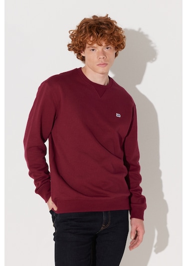 Lee Regular Fit Normal Kesim Bisiklet Yaka %100 Pamuk Bordo Erkek Sweatshirt L81IRYA84 Bordo
