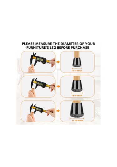 32 Adet Sandalye Ayağı Koruyucusu, Ahşap Zeminler Ve Fayanslar İçin Keçe Pedli Siyah Silikondan Yapılmış Küçük Sandalye Ayağı Kapakları Diğer