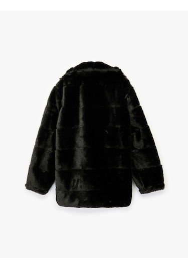 Koton Uzun Kollu Cep Detaylı Bebe Yaka Suni Kürk Kaban Siyah 6wkg20042aw Siyah
