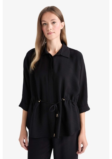 Defacto Beli Lastikli Uzun Kollu Gömlek F4972ax25aubk81 Siyah