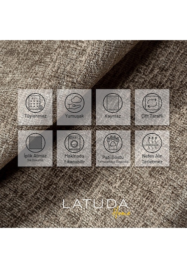 Jakarlı Şönil Koltuk Örtüsü Kanepe Örtüsü Koltuk Şalı 175x300 Kaymaz Kapuçino Kapuçino