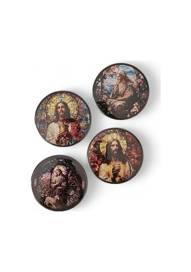 Aziz İsa Magnet Set 1 - 4'lü Jesus Christ Magnet Karışık Renkli