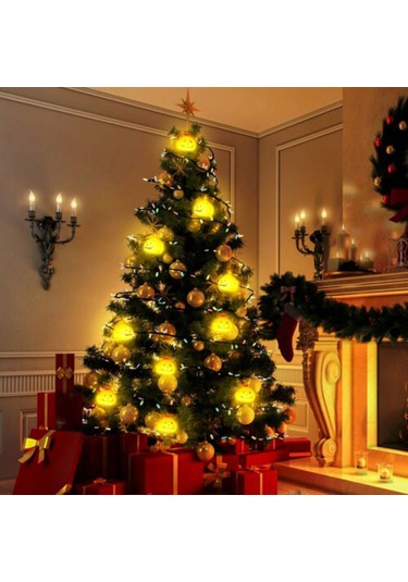 Shineyee 10'lu Portakal Renkli Balkabağı Led Işık Zinciri - Sıcak Beyaz Işık, 1.5m Uzunluk, Aa Pil İle Çalışır Piller Dahil Değil