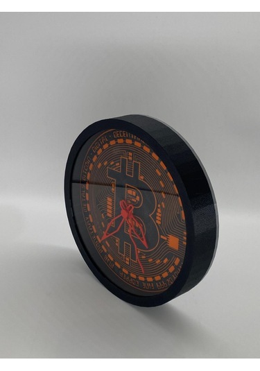 Bitcoin Temalı, Siyah Kasa, Şık Duvar Saati Siyah