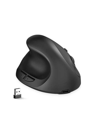 Novahub Hxsj X10 Kablosuz Dikey Fare - 3 Dpı Ayarlı, 600mah Şarjlı, Ergonomik Tasarım, Siyah/gri, 10m İletim Mesafesi 001