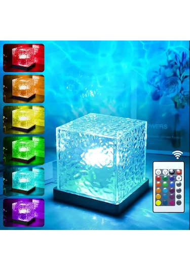 16 Renkli Kuzey Işıkları Küp Projektörlü Led Işık Yansıtmalı Çocuk Bebek Odası Gece Lambası Şeffaf