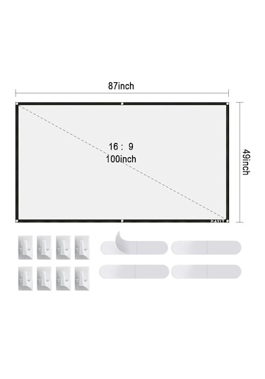 Havit Pa301 100 Inç Siyah Çerçeveli Duvar Tipi Projeksiyon Perdes