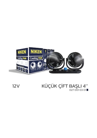 Araç Içi Vantilatör Küçük Çift Başlı 12v 4 İnç Üniversal Niken