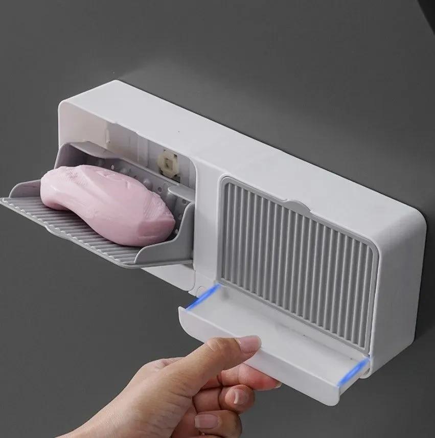 Konesam Duvar Montlu Sabunluk, Beyaz, İki Bölmeli, Deliksiz, Otomatik Sulama Çıkaran, Plastik, Banyo Ve Mutfak Uygun Beyaz