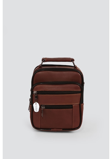 Westbag Erkek Çelik Kasalı Hakiki Deri El Ve Omuz Çantası Ayarlanabilir Askılı Küçük Boy Koyu Taba
